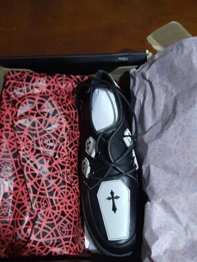 Gothic Black and White Coffin-Accent Platform Shoe